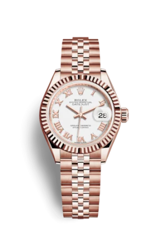 Rolex - 279175-0022 Lady-Datejust 28 Everose Fluted / Jubilee / White Roman