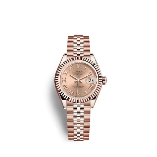 Rolex - 279175-0028 Lady-Datejust 28 Rose Gold / Fluted / Rose - Roman / Jubilee