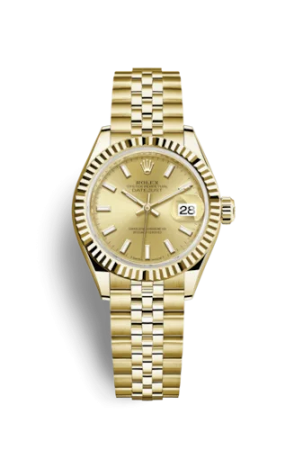 Rolex - 279178-0003 Lady-Datejust 28 Yellow Gold Fluted / Jubilee / Champagne