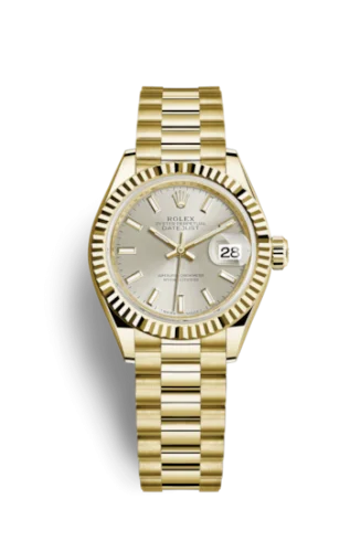 Rolex - 279178-0005 Lady-Datejust 28 Yellow Gold Fluted / President / Silver
