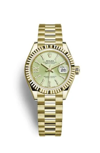 Rolex - 279178-0007 Lady-Datejust 28 Yellow Gold Fluted / President / Champagne Diamond