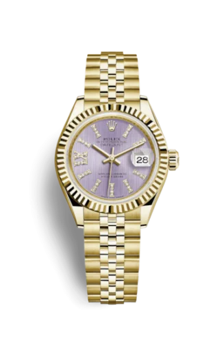 Rolex - 279178-0012 Lady-Datejust 28 Yellow Gold Fluted / Jubilee / Lilac Diamond