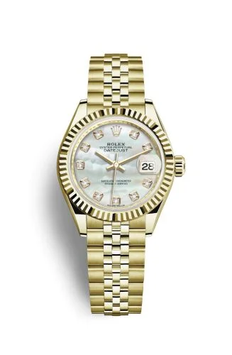 Rolex - 279178-0026 Lady-Datejust 28 Yellow Gold Fluted / Jubilee / MOP