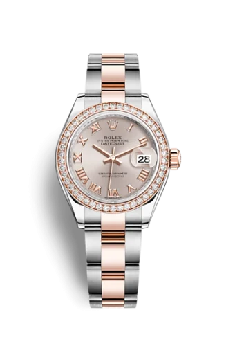 Rolex - 279381rbr-0006 Lady-Datejust 28 Rolesor Rose Diamond / Oyster / Sundust Roman
