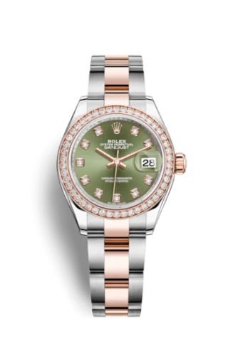 Rolex - 279381rbr-0008 Lady-Datejust 28 Rolesor Rose Diamond / Oyster / Olive Diamond