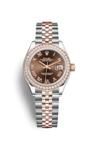 Rolex - 279381RBR-0009 Lady-Datejust 28 Rolesor Rose Diamond / Jubilee / Chocolate Roman
