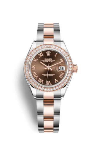 Rolex - 279381rbr-0010 Lady-Datejust 28 Rolesor Rose Diamond / Oyster / Chocolate Roman