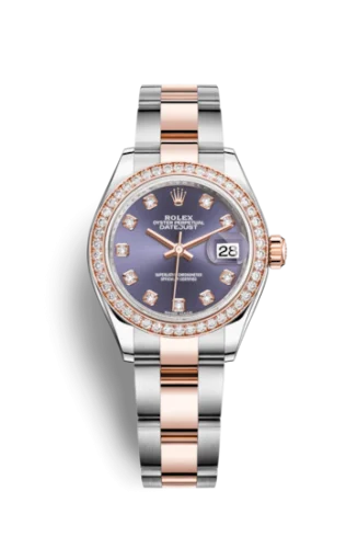 Rolex - 279381rbr-0016 Lady-Datejust 28 Rolesor Rose Diamond / Jubilee / Aubergine Diamond