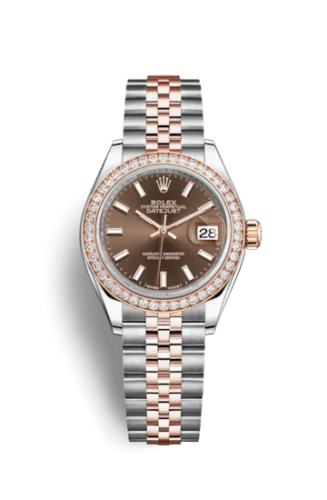 Rolex - 279381rbr-0017 Lady-Datejust 28 Rolesor Rose Diamond / Jubilee / Chocolate