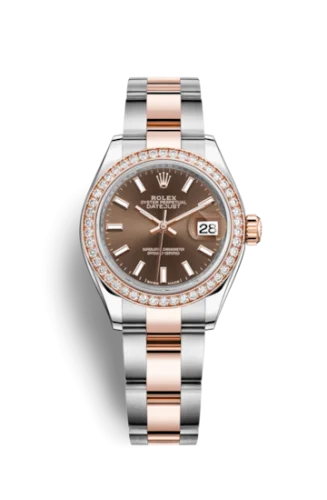 Rolex - 279381RBR-0018 Lady-Datejust 28 Rolesor Rose Diamond / Oyster / Chocolate