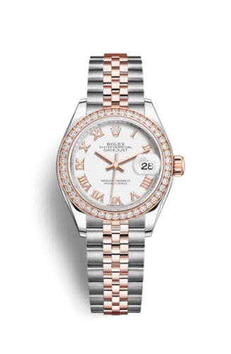Rolex - 279381RBR-0021 Lady-Datejust 28 Rolesor Rose Diamond / Jubilee / White Roman