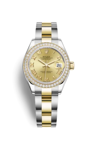 Rolex - 279383RBR-0010 Lady-Datejust 28 Rolesor Yellow Diamond / Oyster / Champagne Roman