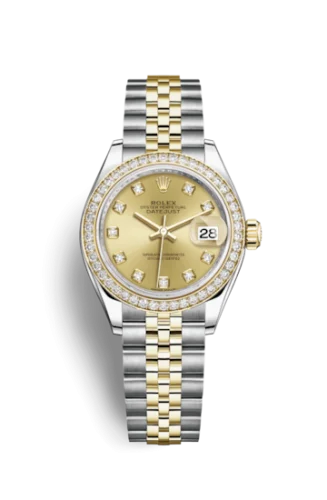 Rolex - 279383RBR-0011 Lady-Datejust 28 Rolesor Yellow Diamond / Jubilee / Champagne Diamond