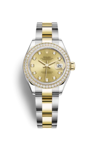 Rolex - 279383RBR-0012 Lady-Datejust 28 Rolesor Yellow Diamond / Oyster / Champagne Diamond