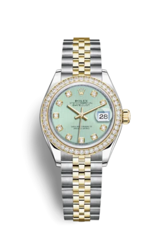 Rolex - 279383rbr-0013 Lady-Datejust 28 Rolesor Yellow Diamond / Jubilee / Mint Green Diamond