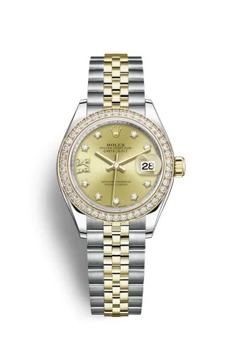 Rolex - 279383RBR-0021 Lady-Datejust 28 Rolesor Yellow Diamond / Jubilee / Champagne Diamond