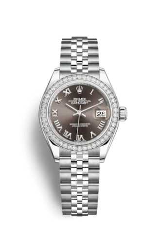 Rolex - 279384RBR-0015 Lady-Datejust 28 Stainless Steel / Diamond / Grey - Roman / Jubilee