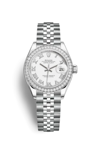 Rolex - 279384RBR-0019 Lady-Datejust 28 Stainless Steel / Diamond / White - Roman / Jubilee