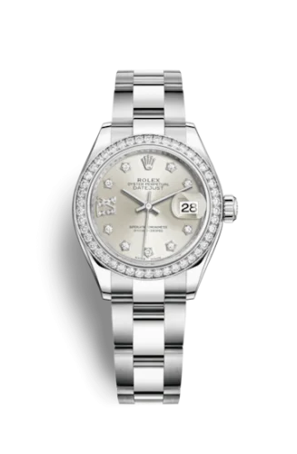 Rolex - 279384RBR-0022 Lady-Datejust 28 Stainless Steel / Diamond / Silver - Diamond / Oyster