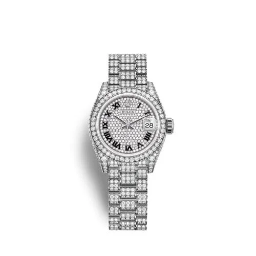 Rolex - 279459RBR-0001 Lady-Datejust 28 White Gold / Diamond / Paved - Roman / President