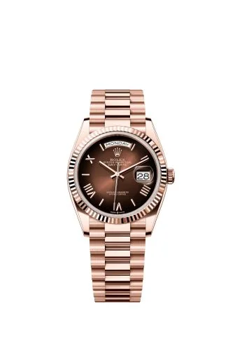 Rolex - 28235-0075 Day-Date 36 Everose Gold - Fluted / Brown Ombré - Roman / President