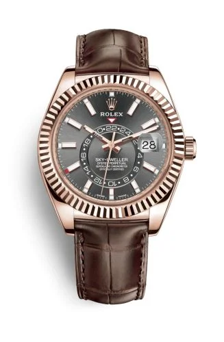 Rolex - 326135-0008 Sky-Dweller Everose / Dark Rhodium / Alligator