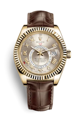 Rolex - 326138-0003 Sky-Dweller Yellow Gold / Silver Roman / Alligator