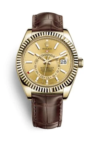 Rolex - 326138-0006 Sky-Dweller Yellow Gold / Champagne / Alligator