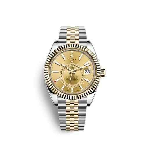 Rolex - 326933-0004 Sky-Dweller Stainless Steel / Yellow Gold / Champagne / Jubilee