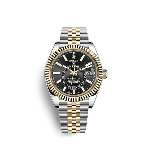 Rolex - 326933-0005 Sky-Dweller Stainless Steel / Yellow Gold / Black / Jubilee