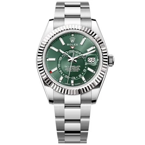 Rolex - 336934-0001 Sky-Dweller Stainless Steel - White Gold / Green / Oyster