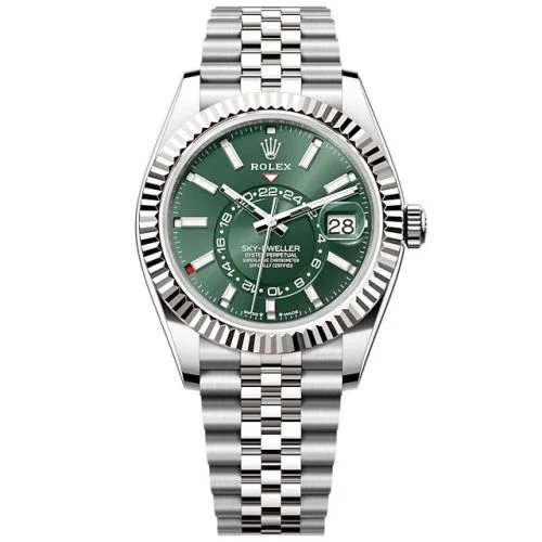 Rolex - 336934-0002 Sky-Dweller Stainless Steel - White Gold / Green / Jubilee