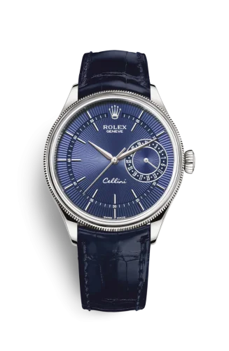 Rolex - 50519-0011 Cellini Date White Gold / Blue / Alligator Blue