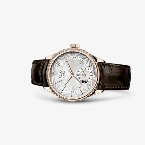 Rolex Rolex - 50525-0008 Cellini Dual Time Everose / Silver / Alligator Brown