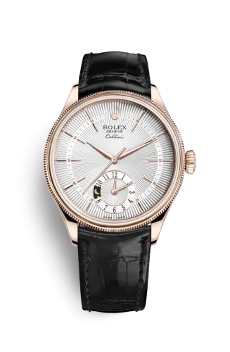 Rolex Cellini Dual Time Everose / Silver / Alligator Black