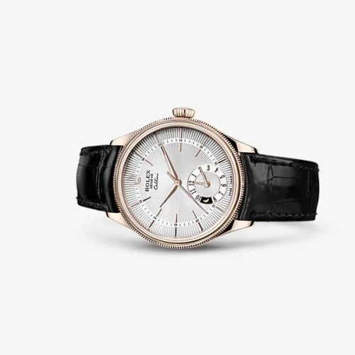 Rolex Rolex - 50525-0009 Cellini Dual Time Everose / Silver / Alligator Black