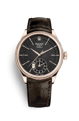 Rolex Rolex - 50525-0010 Cellini Dual Time Everose / Black / Alligator Brown