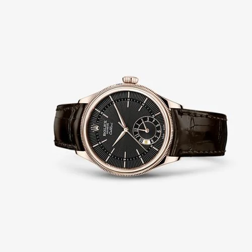 Rolex Rolex - 50525-0010 Cellini Dual Time Everose / Black / Alligator Brown