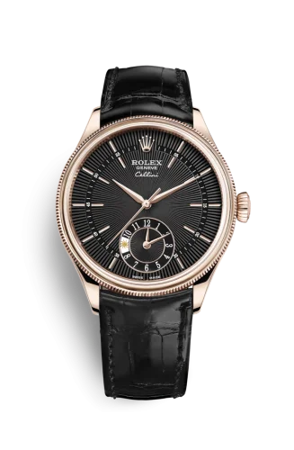 Rolex Cellini Dual Time Everose / Black / Alligator Black