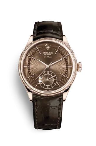 Rolex Cellini Dual Time Everose / Brown / Alligator Brown