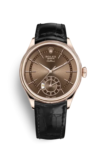 Rolex Cellini Dual Time Everose / Brown / Alligator Black