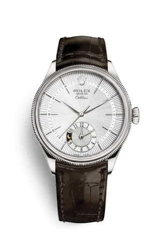 Rolex Rolex - 50529-0009 Cellini Dual Time White Gold / Silver / Alligator Brown
