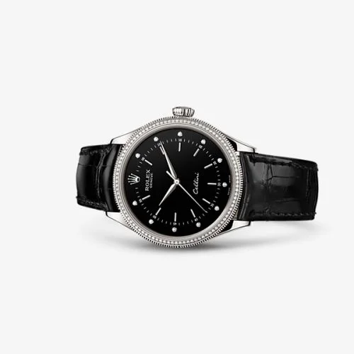 Rolex - 50609RBR-0007 Cellini Time White Gold / Diamond / Black