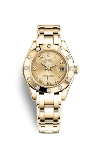 Rolex - 80318-0060 Datejust Pearlmaster 29 Yellow Gold 12 Diamond Champagne Roman