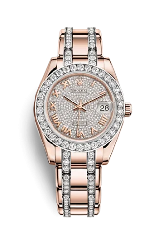 Rolex - 81285-0013 Datejust Pearlmaster 34 Everose Diamond Paved Roman