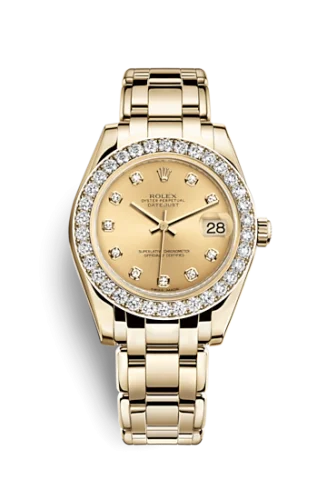 Rolex - 81298-0005 Datejust Pearlmaster 34 Yellow Gold Diamond Champagne Diamonds