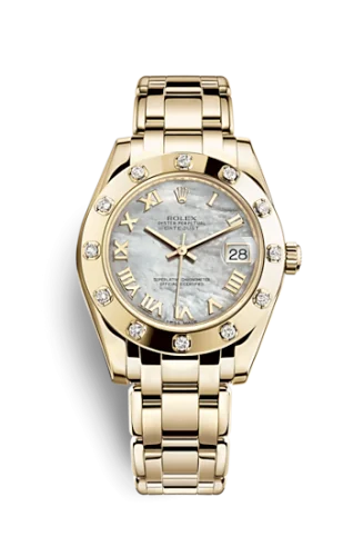 Rolex - 81318-0005 Datejust Pearlmaster 34 Yellow Gold 12 Diamond Mother of Pearl Roman