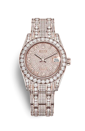 Rolex - 81405rbr-0001 Datejust Pearlmaster 34 Everose Diamond / Paved Roman