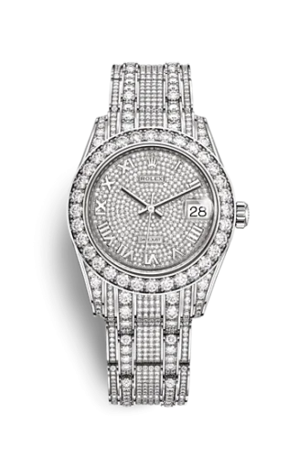 Rolex - 81409rbr-0001 Datejust Pearlmaster 34 White Gold Diamond / Paved Roman