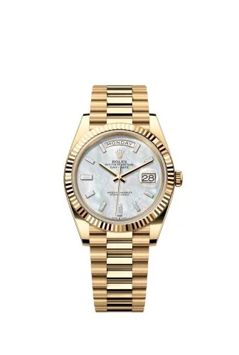 Rolex - 228238-0071 Day-Date 40 Yellow Gold - Fluted / MOP - Baguette